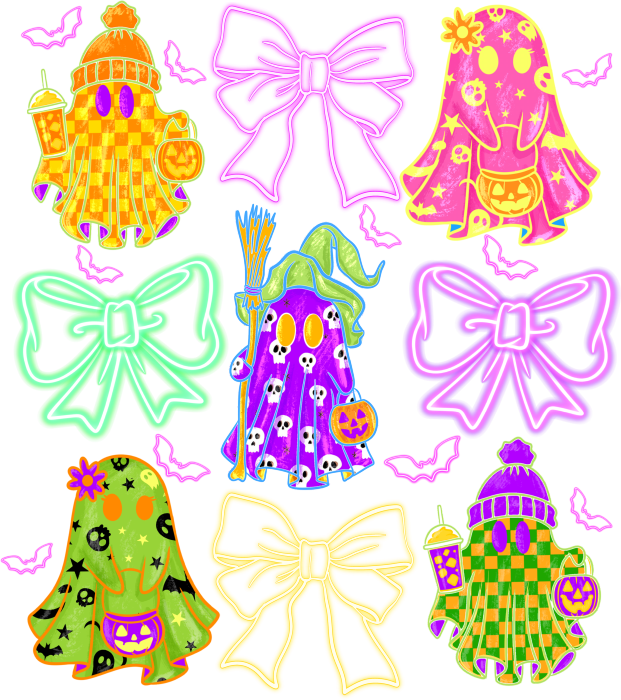 Neon Halloween DTF transfer design